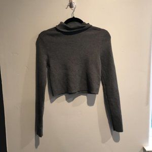 Forever 21 Size Large Gray Crop Top Long Sleeve Turtleneck
